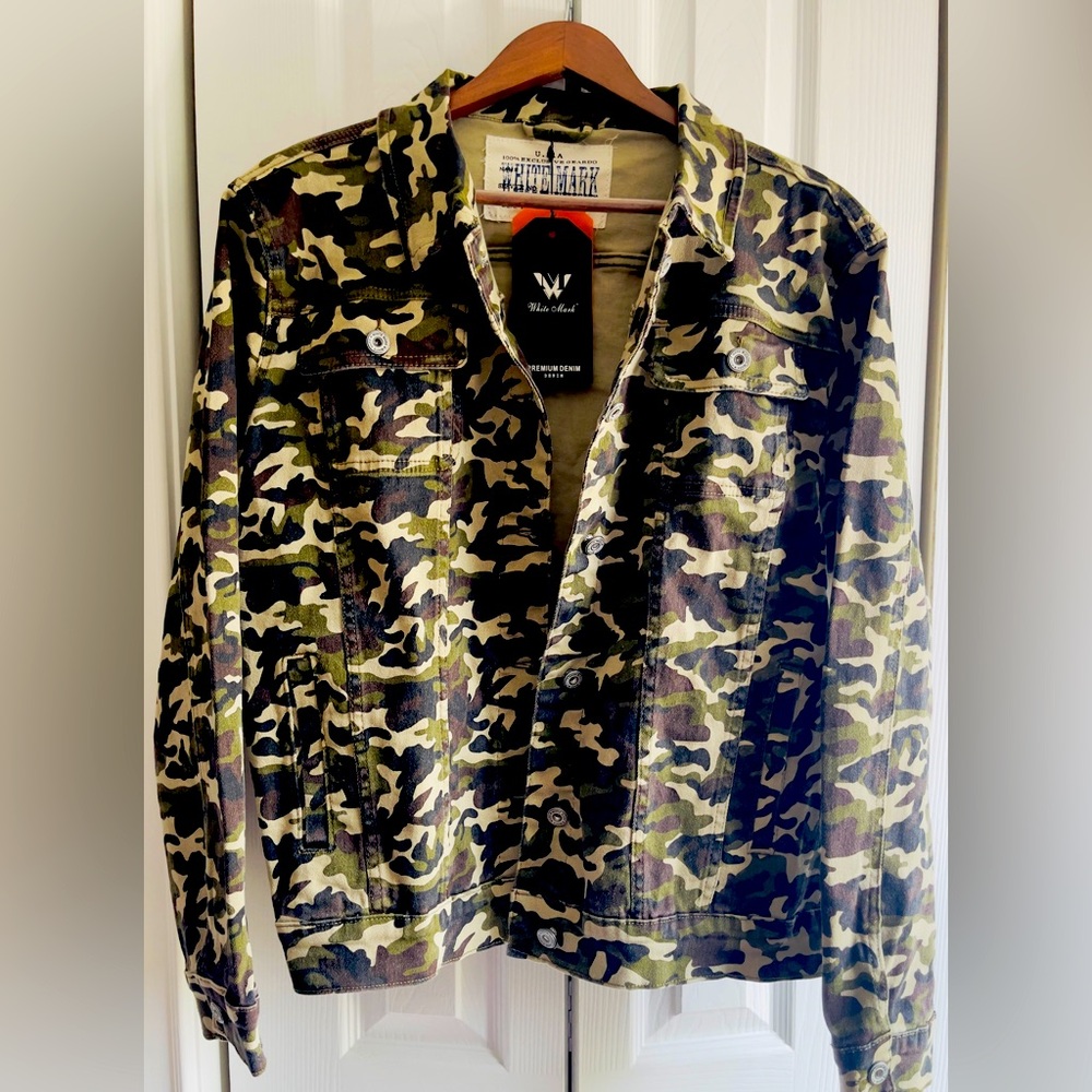White Mark, oversized camo denim jacket!! NWT